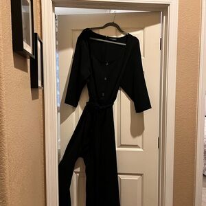 Lane Bryant 3/4-Sleeve Sweetheart-Neck Crop Jumpsuit
